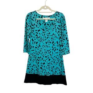 DVF Diane von Furstenberg Tunic Dress Womens 8 Teal Laetitia Pure Silk Abstract